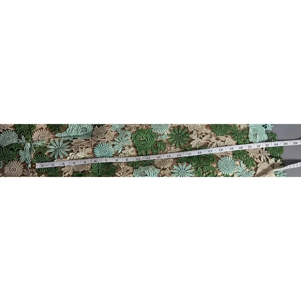 Anthropologie Sz 2 Dress Emerald Green Applique Floral Sleeveless Midi Dress - Picture 5 of 10